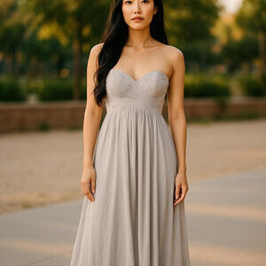 Womens Chiffon Sweetheart Full Length Wedding Bridesmaid Dress Gray Size 14